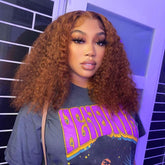 Classical Style Dark Ginger Romantic Wave Lace Frontal Lace Wig